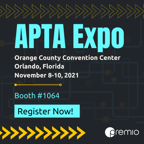 APTA Expo November 8-10, 2021 @ Orange County Convention Center, Orlando, Florida. Booth # 1064