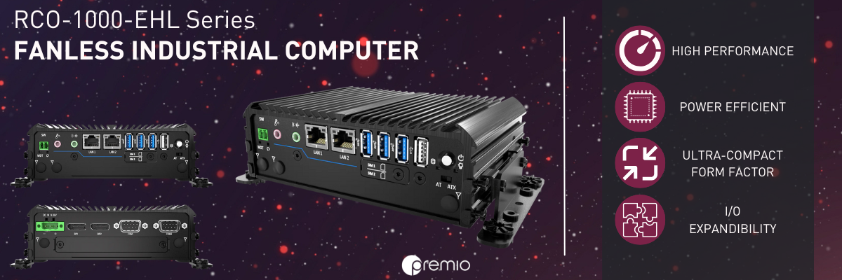RCO-1000-EHL Fanless Industrial Mini Computer powered by Intel Elkhart Lake processors