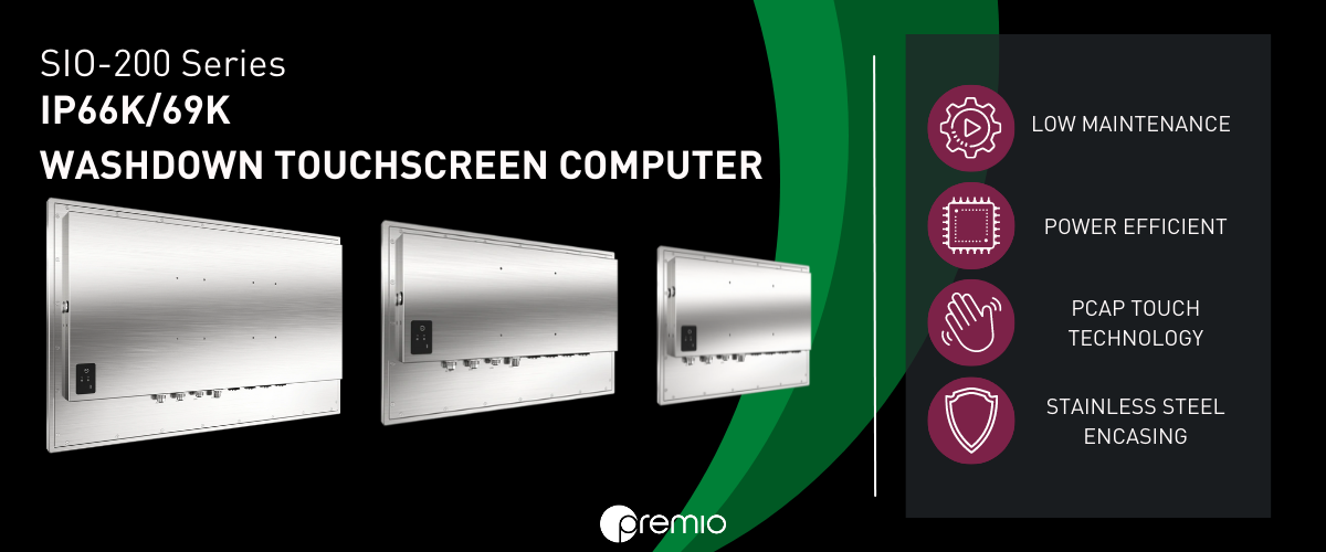 SIO Series Stainless Steel IP66K IP69K Washdown Industrial Touchscreen Panel PC