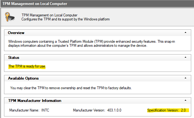 Checking for TPM 2.0