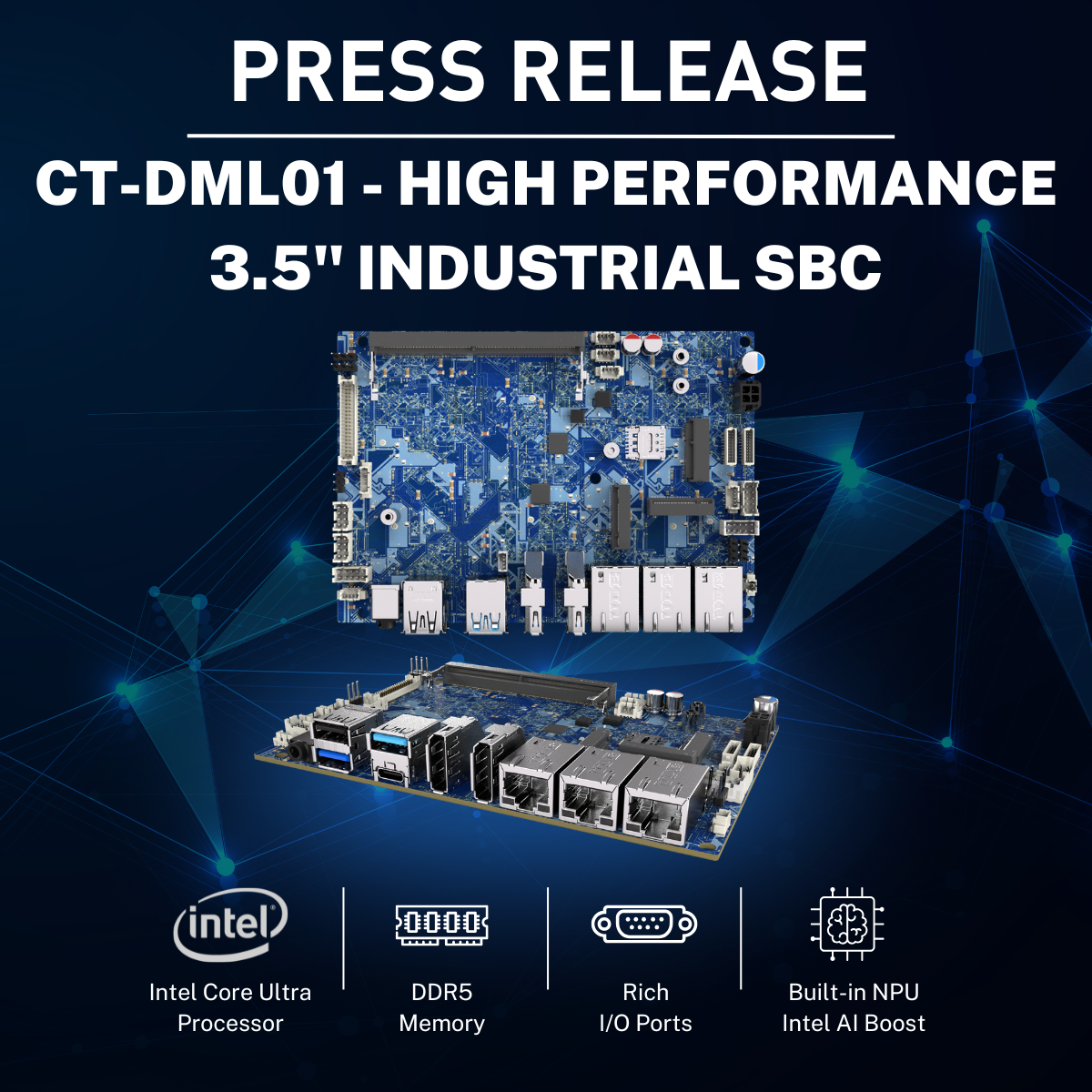 Premio Introduces 3.5” Industrial Motherboard with Intel® Core™ Ultra Processors for OEM Edge AI System Builders