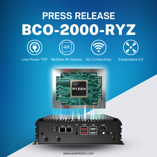 Premio Releases Newest Fanless Mini Computer Supported by AMD Ryzen Embedded Processors